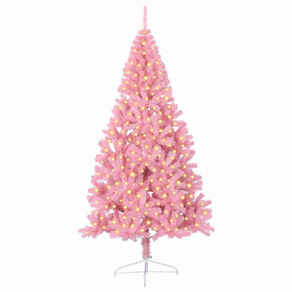 Kunstig Forhåndsopplyst Juletre med 300 LED Rosa 240 cm PVC