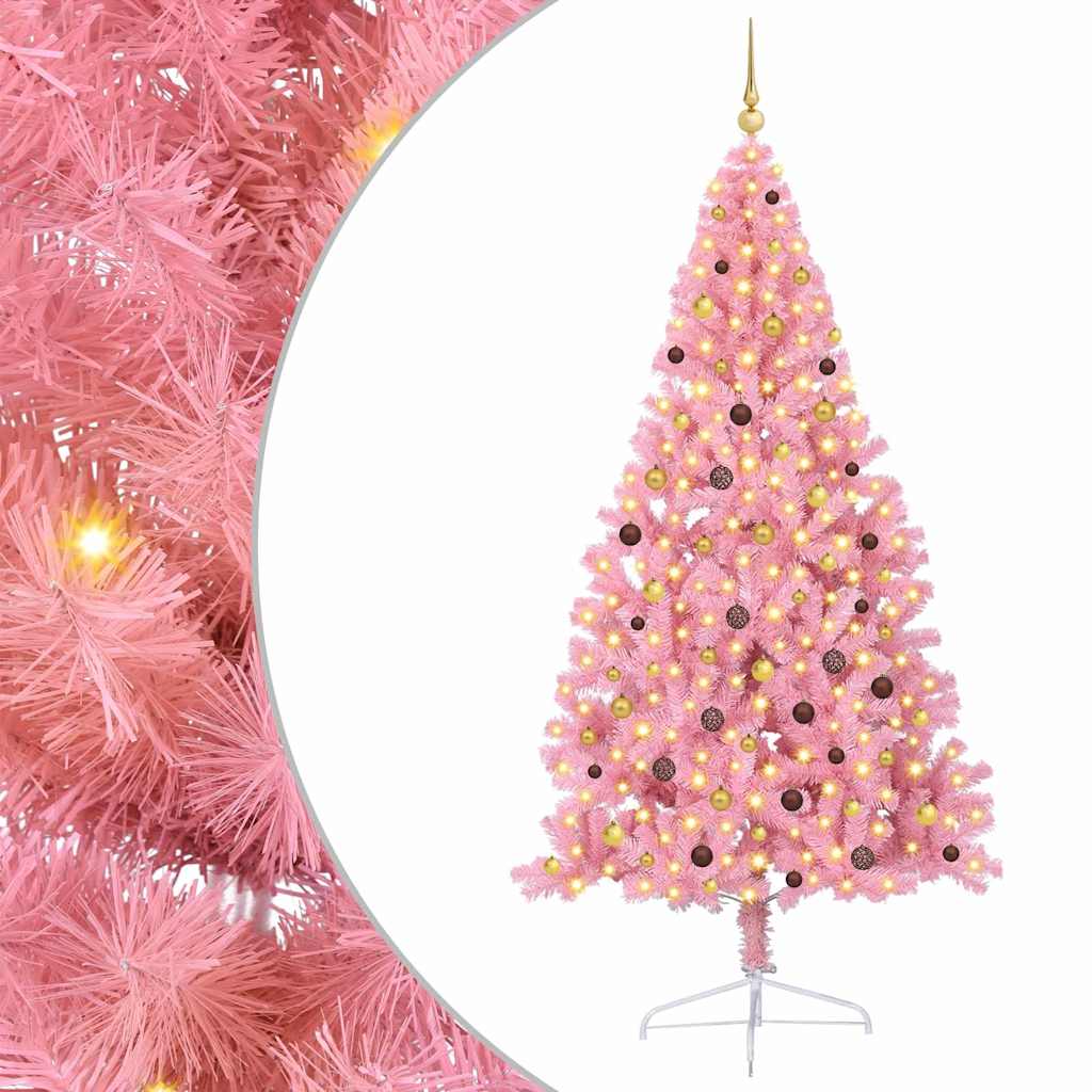 Kunstig Forhåndsopplyst Juletre med 300 LED Rosa 240 cm PVC