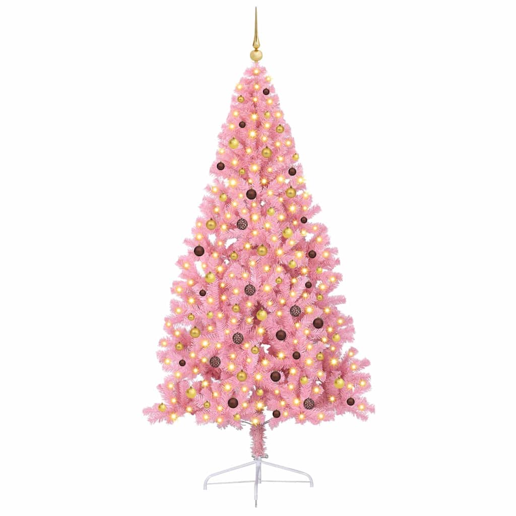 Kunstig Forhåndsopplyst Juletre med 300 LED Rosa 240 cm PVC