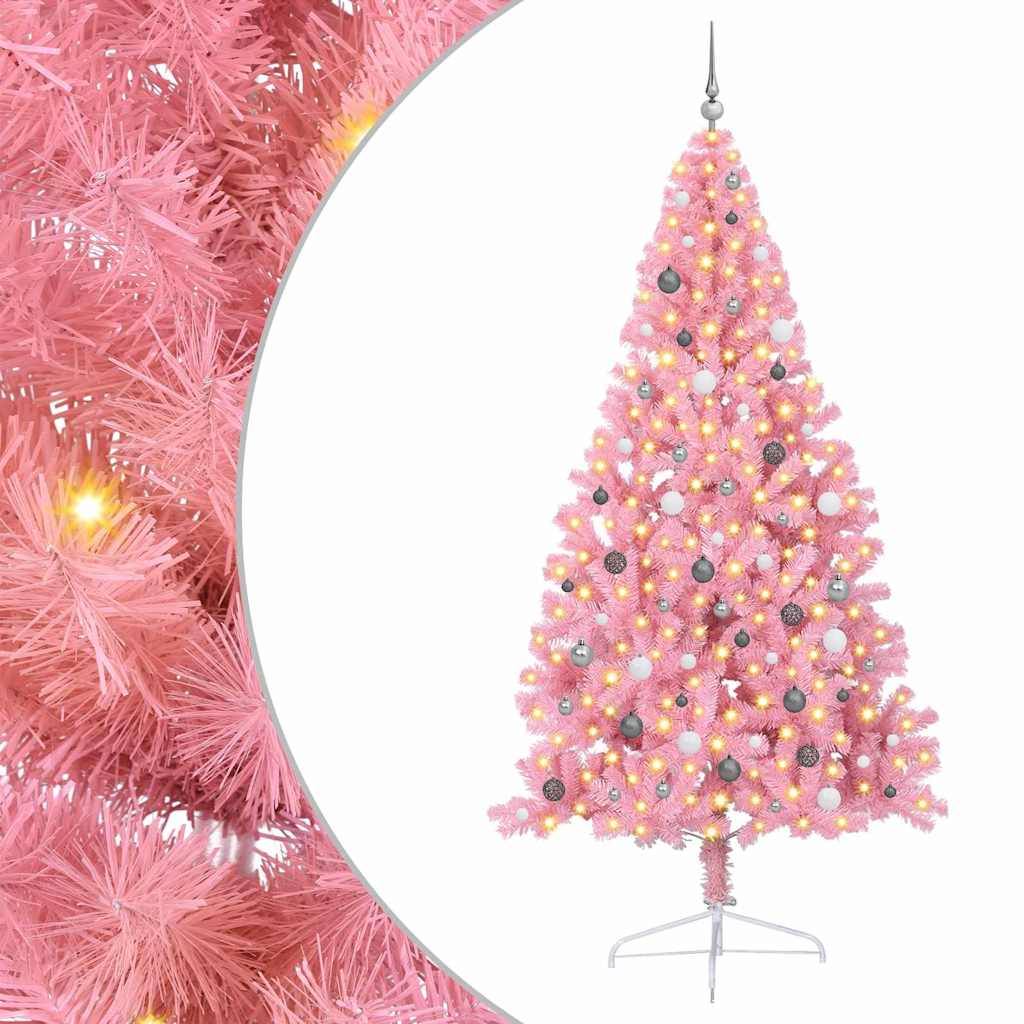 Kunstig Forhåndsopplyst Juletre med 300 LED Rosa 240 cm PVC