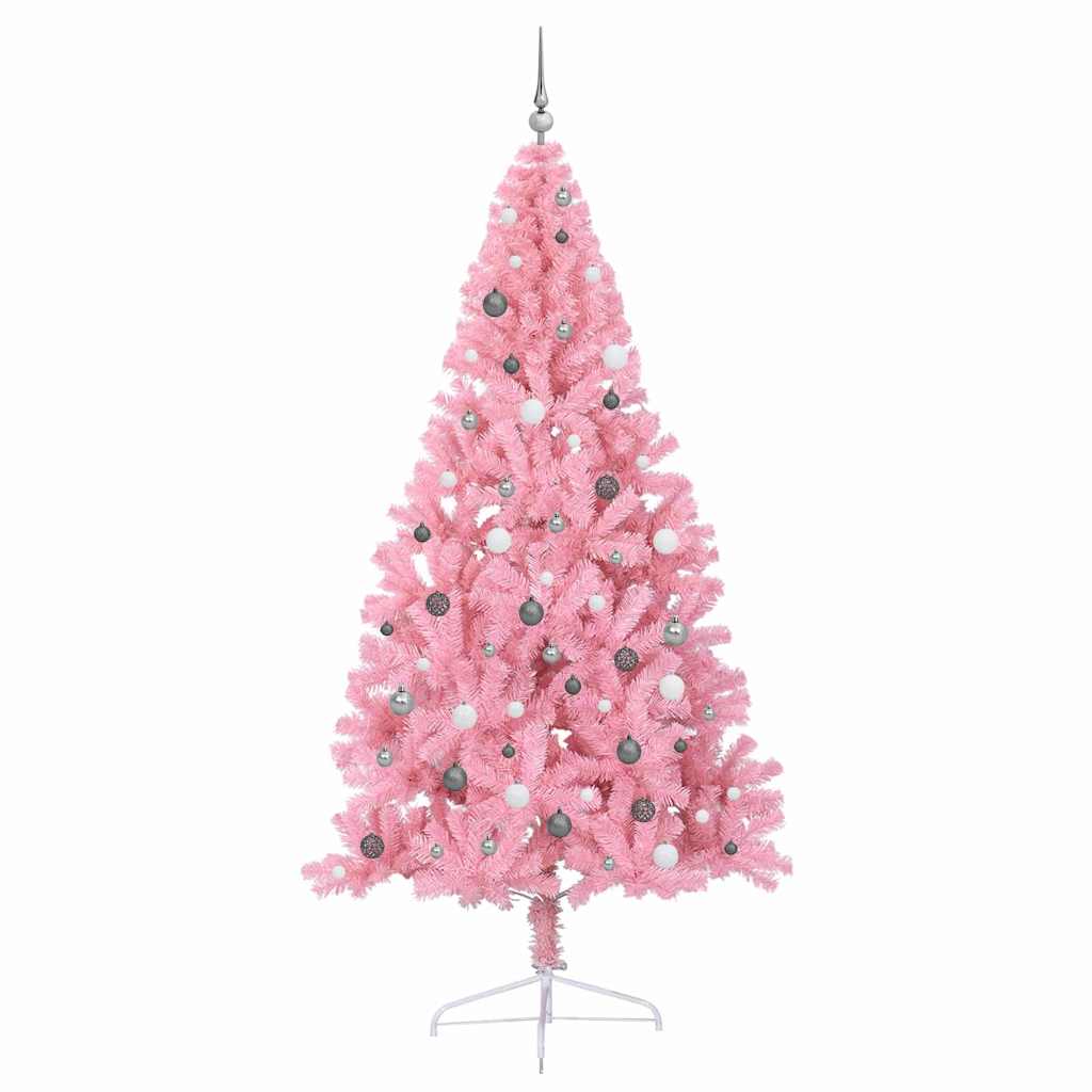 Kunstig Forhåndsopplyst Juletre med 300 LED Rosa 240 cm PVC