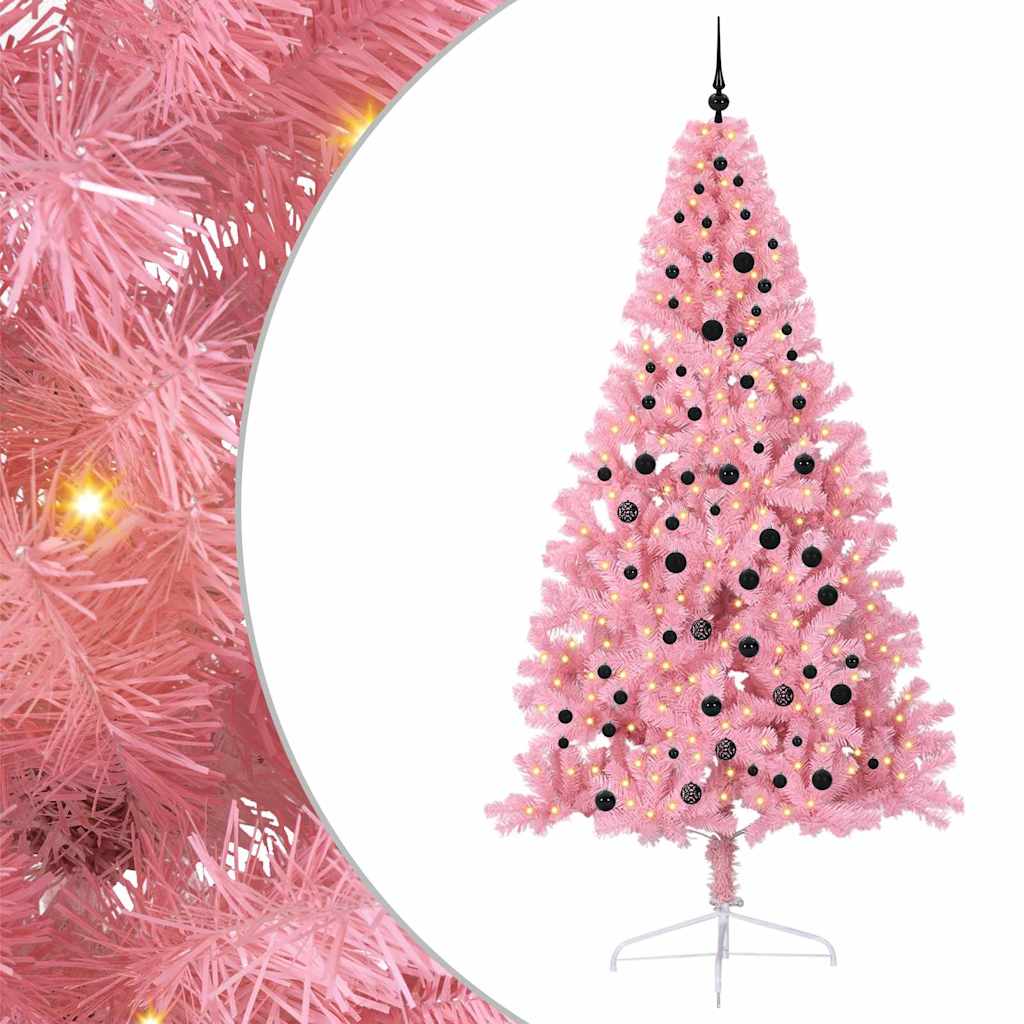 Kunstig Forhåndsopplyst Juletre med 300 LED Rosa 240 cm PVC