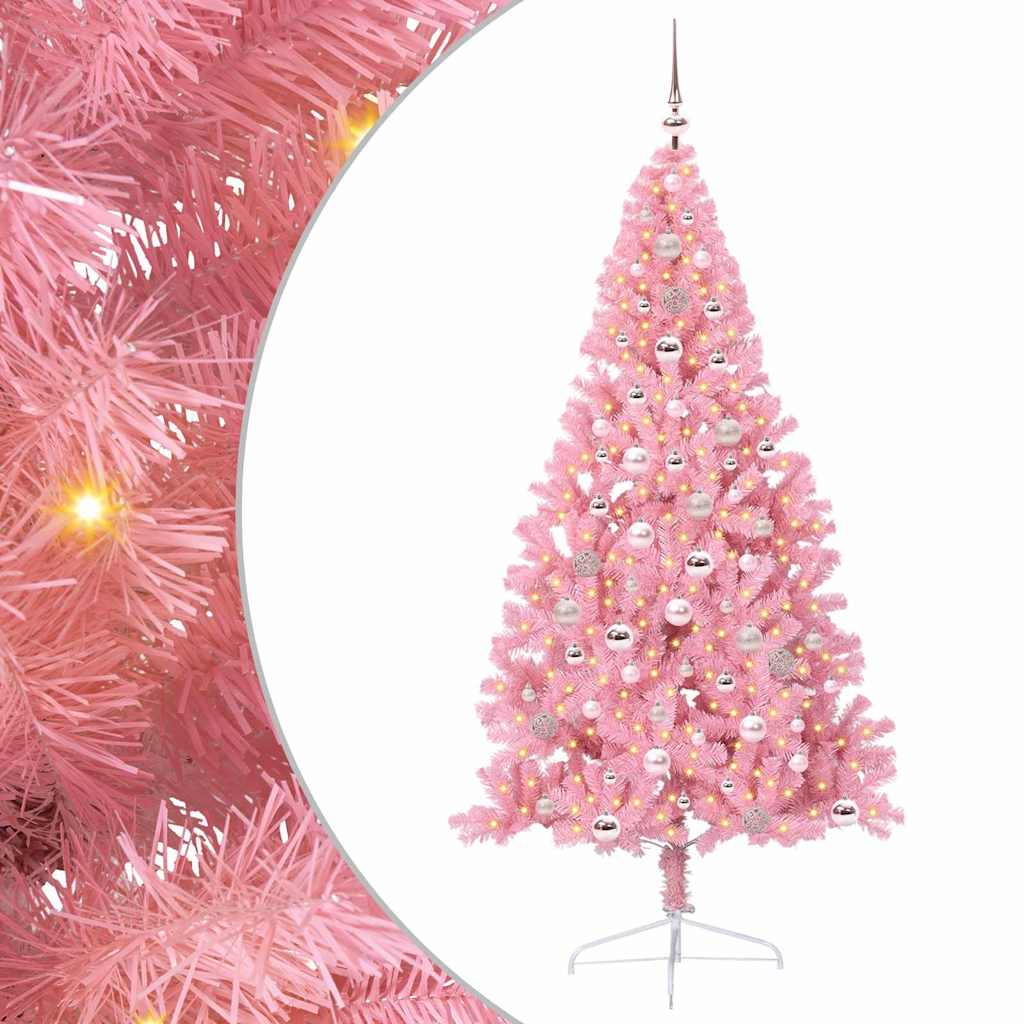 Kunstig Forhåndsopplyst Juletre med 300 LED Rosa 240 cm PVC