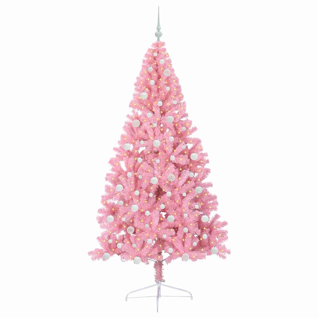 Kunstig Forhåndsopplyst Juletre med 300 LED Rosa 240 cm PVC