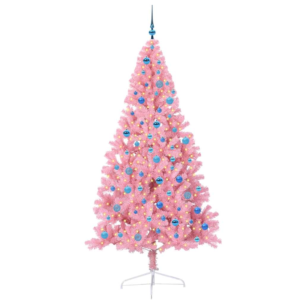 Kunstig Forhåndsopplyst Juletre med 300 LED Rosa 240 cm PVC