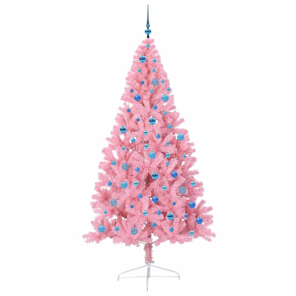 Kunstig Forhåndsopplyst Juletre med 300 LED Rosa 240 cm PVC