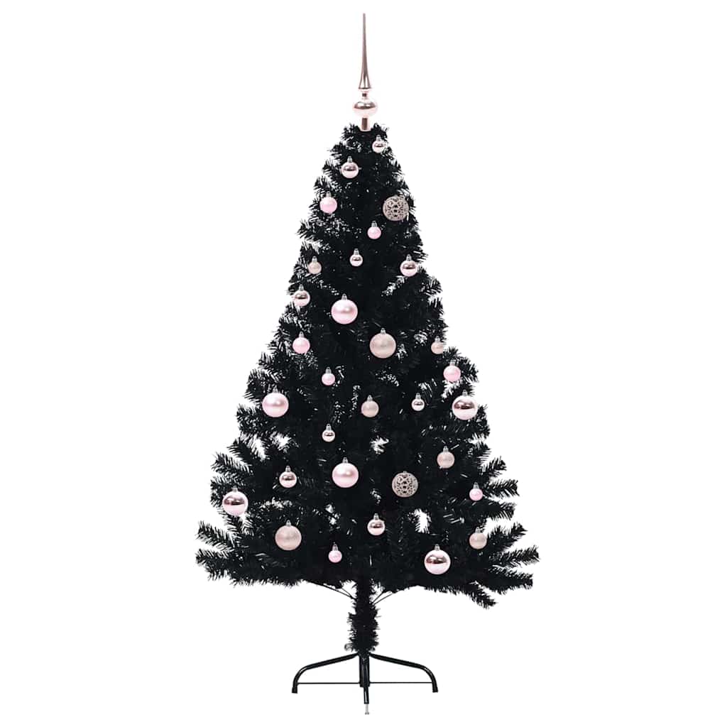 Kunstig Forhåndsopplyst Juletre med 150 LED Svart 150 cm PVC