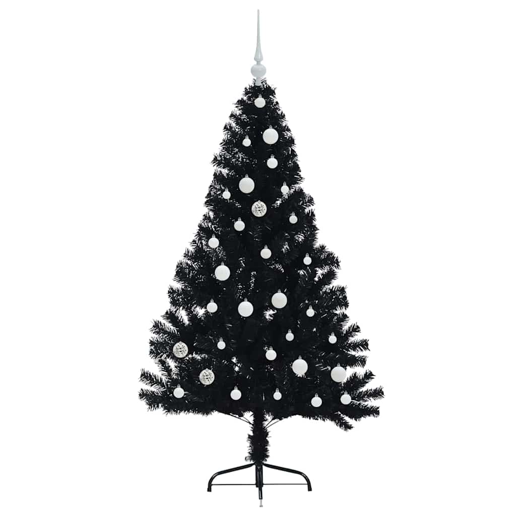 Kunstig Forhåndsopplyst Juletre med 150 LED Svart 150 cm PVC