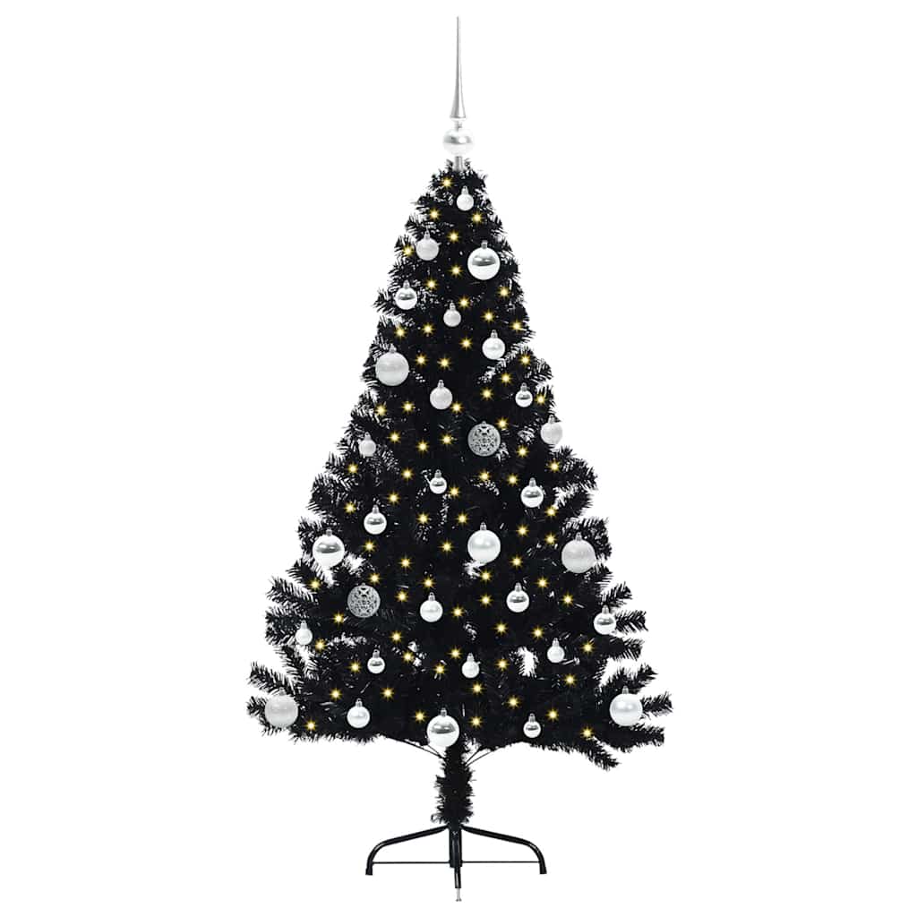 Kunstig Forhåndsopplyst Juletre med 150 LED Svart 150 cm PVC