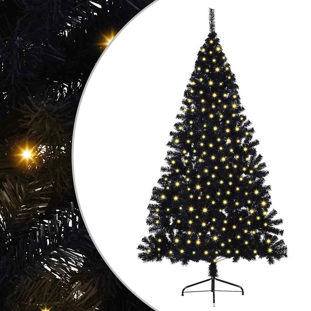Kunstig Forhåndsopplyst Juletre med 300 LED Svart 180 cm PVC