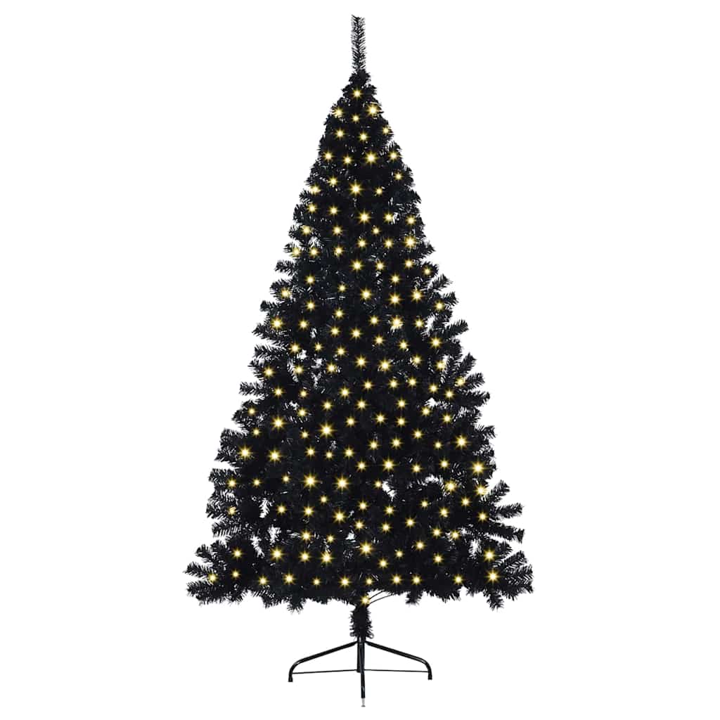 Kunstig Forhåndsopplyst Juletre med 300 LED Svart 180 cm PVC