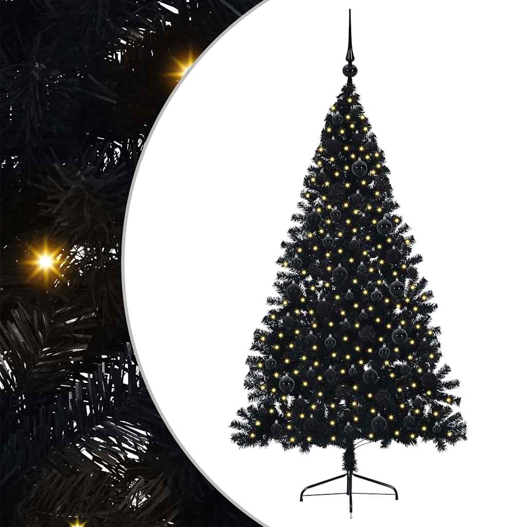 Kunstig Forhåndsopplyst Juletre med 300 LED Svart 180 cm PVC vidaXL