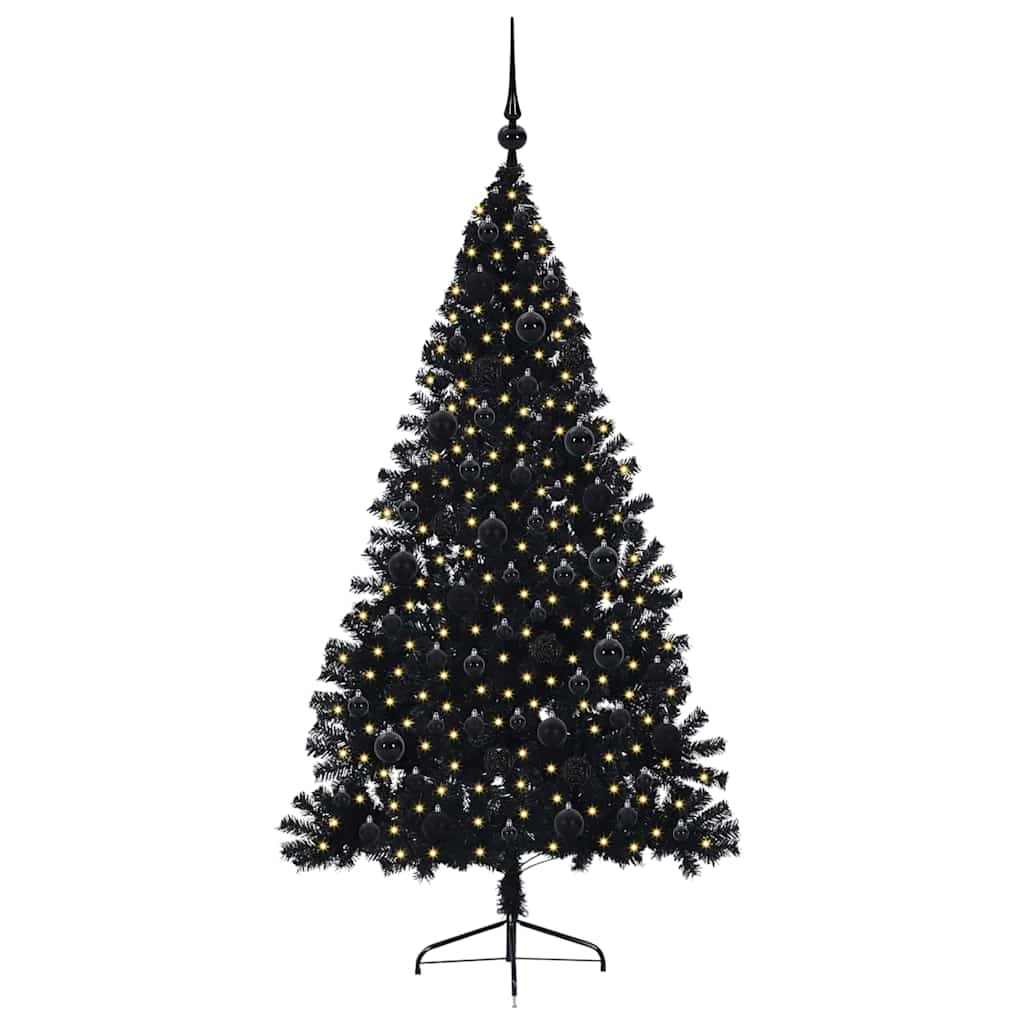 Kunstig Forhåndsopplyst Juletre med 300 LED Svart 180 cm PVC vidaXL