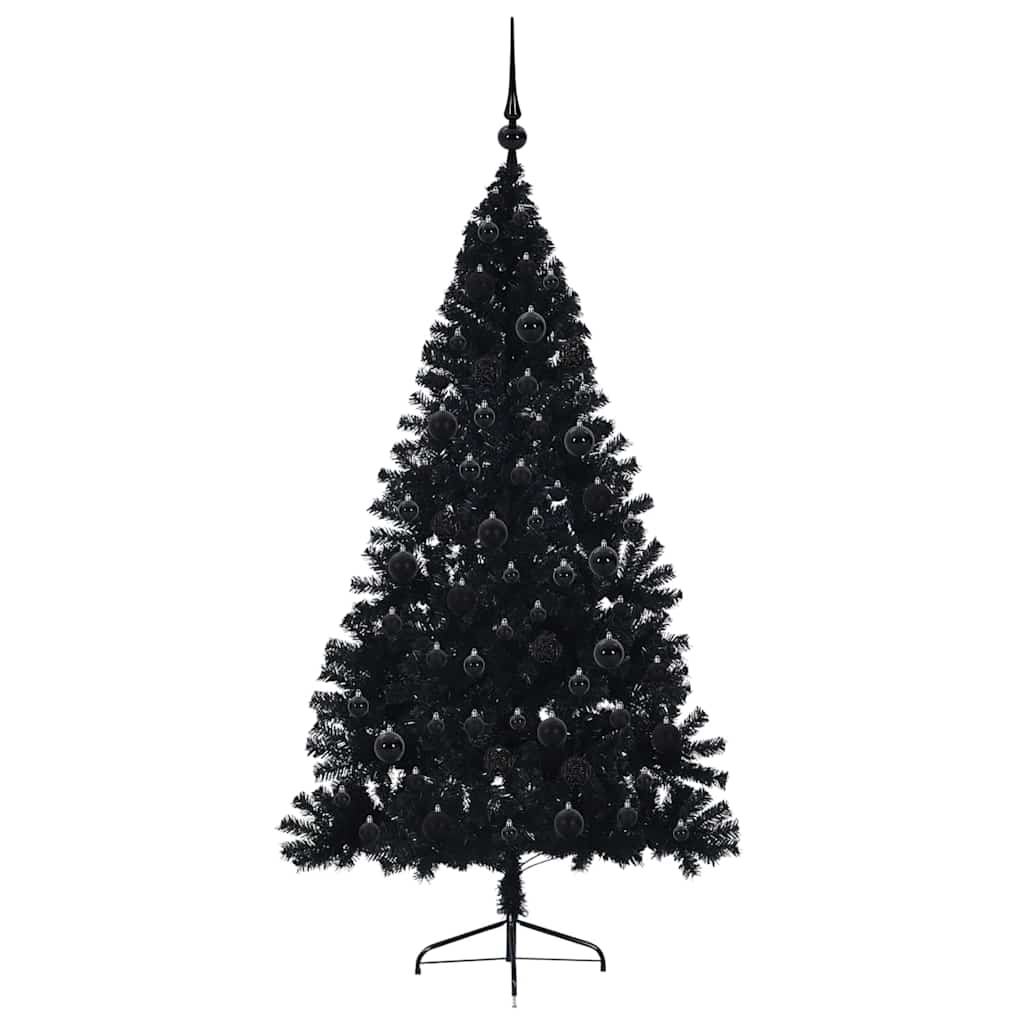 Kunstig Forhåndsopplyst Juletre med 300 LED Svart 180 cm PVC vidaXL