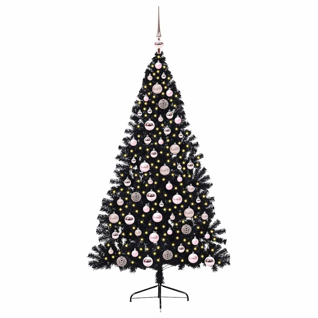 Kunstig Forhåndsopplyst Juletre med 300 LED Svart 180 cm PVC vidaXL