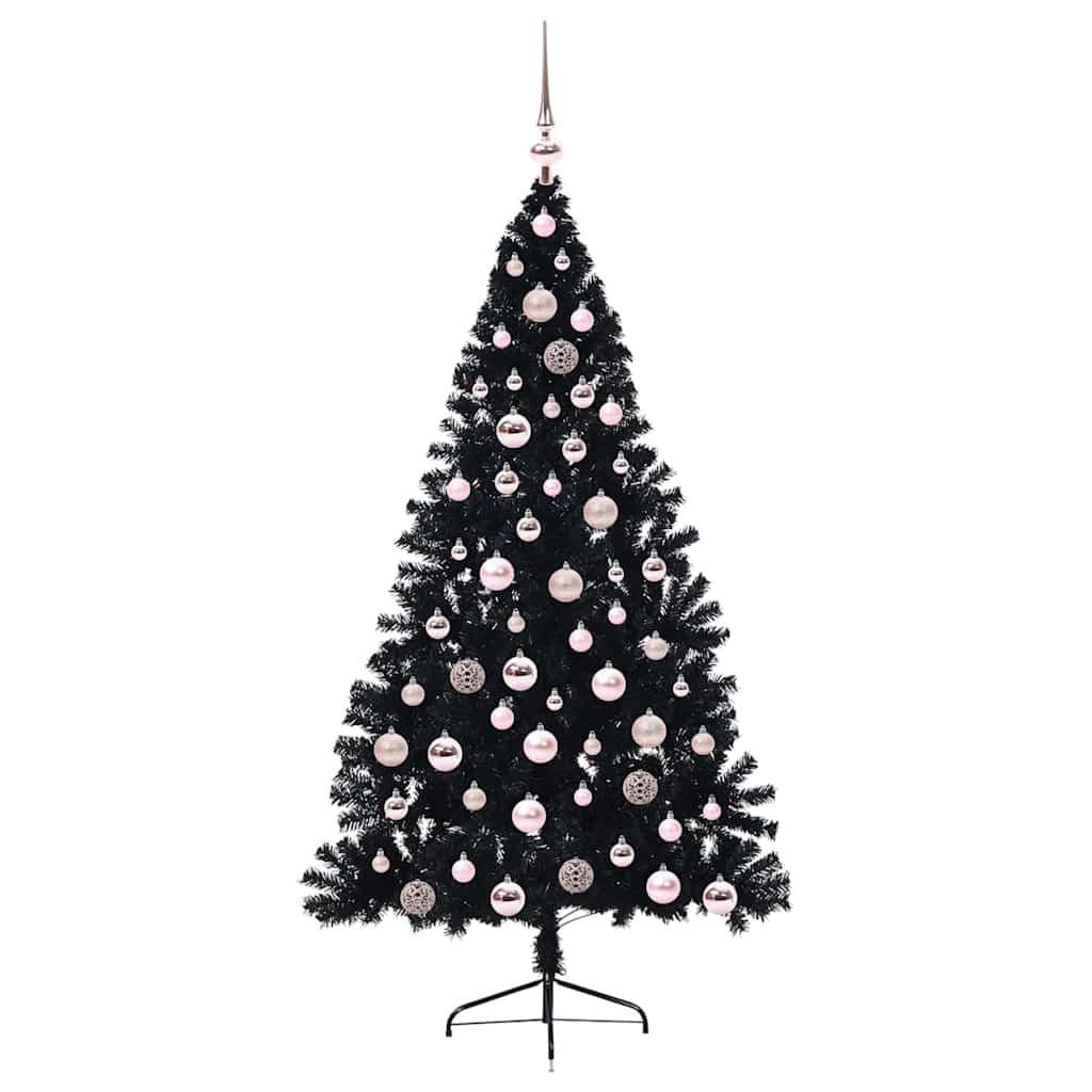 Kunstig Forhåndsopplyst Juletre med 300 LED Svart 180 cm PVC vidaXL