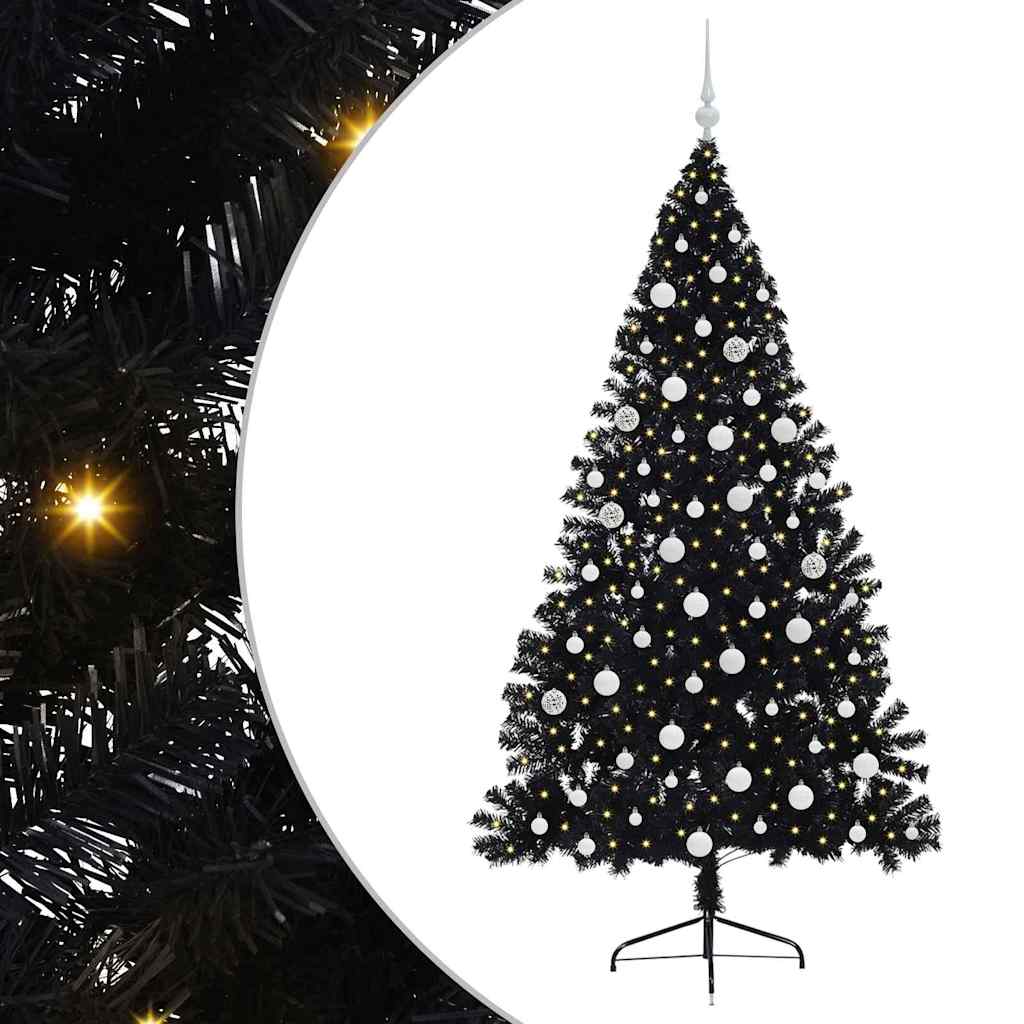 Kunstig Forhåndsopplyst Juletre med 300 LED Svart 180 cm PVC vidaXL