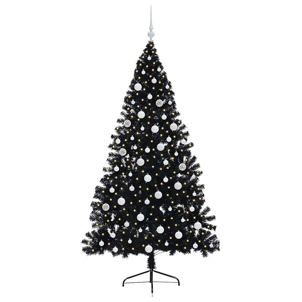 Kunstig Forhåndsopplyst Juletre med 300 LED Svart 180 cm PVC vidaXL
