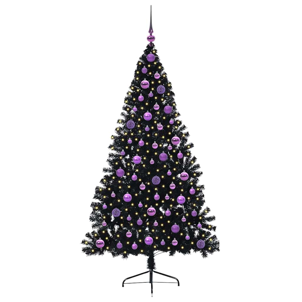 Kunstig Forhåndsopplyst Juletre med 300 LED Svart 180 cm PVC vidaXL