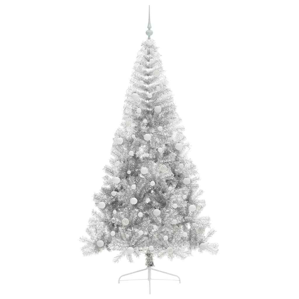Kunstig Forhåndsopplyst Juletre med 300 LED sølv 210 cm PET