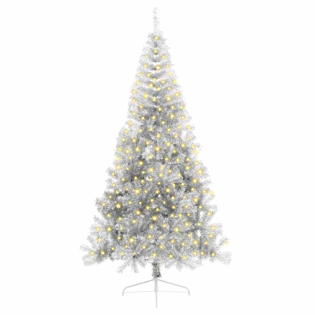 Kunstig Forhåndsopplyst Juletre med 300 LED sølv 240 cm PET