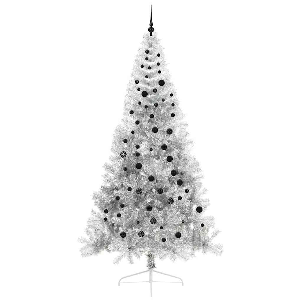 Kunstig Forhåndsopplyst Juletre med 300 LED sølv 240 cm PET