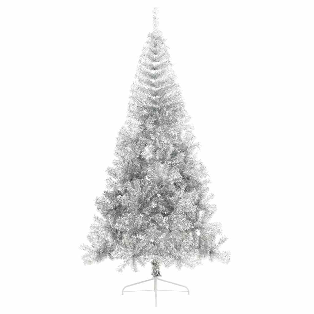 Kunstig Forhåndsopplyst Juletre med 300 LED sølv 240 cm PET