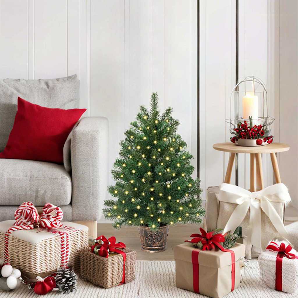Kunstig juletre med 150 LED med stativ grønn 65 cm PE og PVC