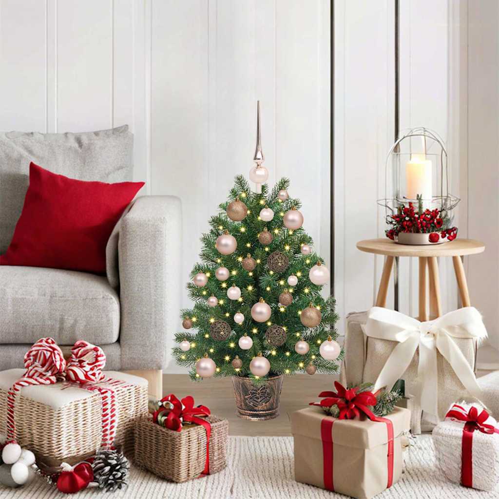 Kunstig juletre med 150 LED med stativ grønn 65 cm PE og PVC