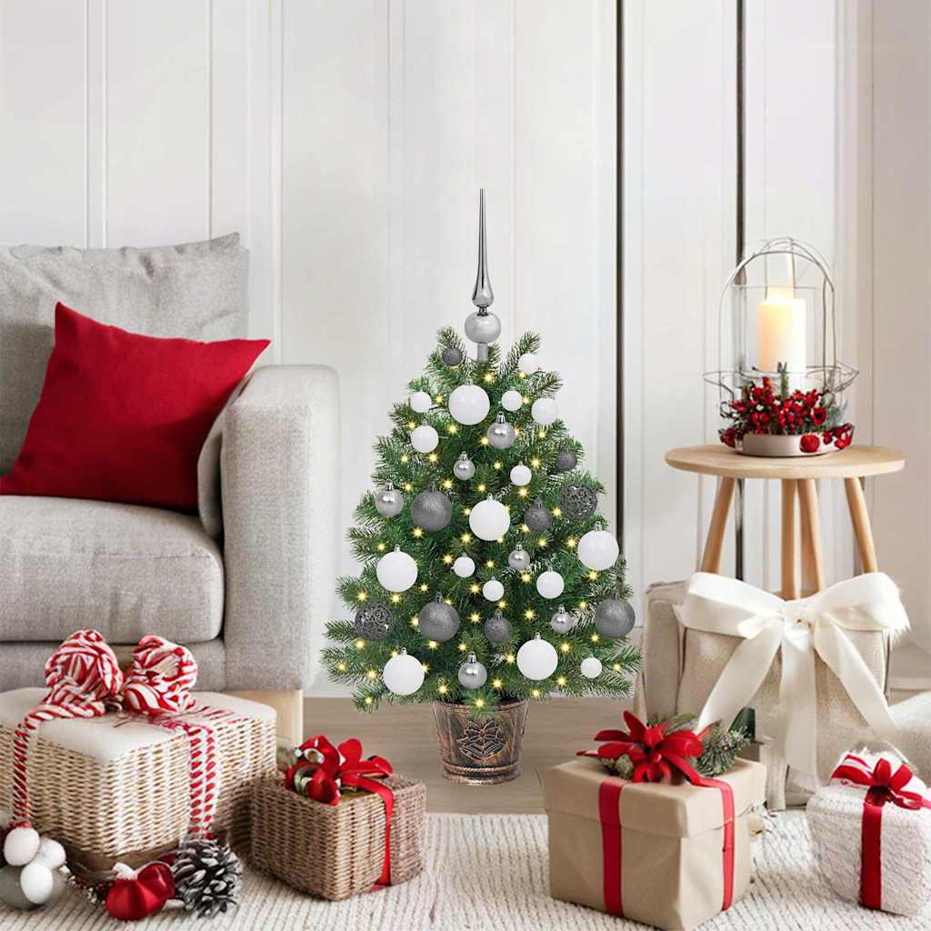 Kunstig juletre med 150 LED med stativ grønn 65 cm PE og PVC