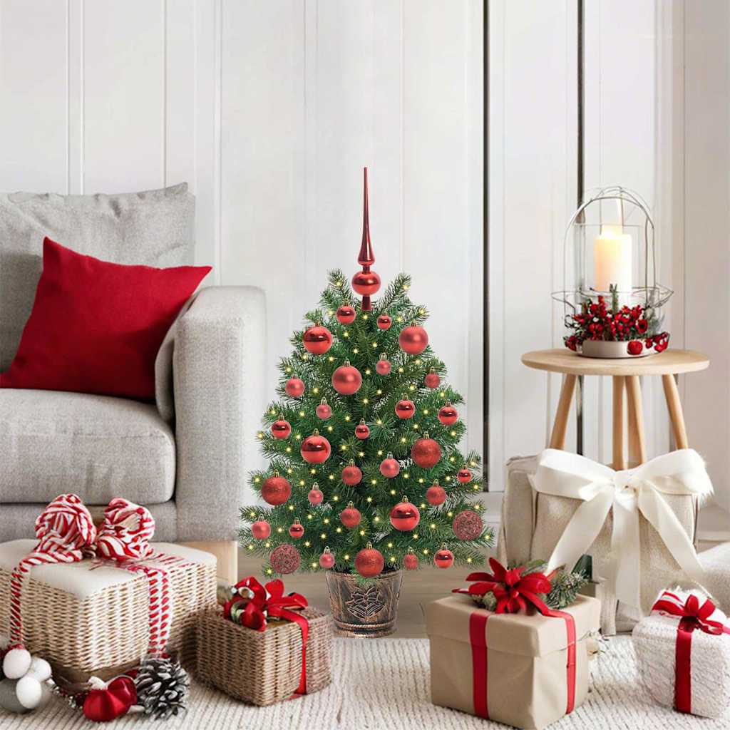 Kunstig juletre med 150 LED med stativ grønn 75 cm PE og PVC