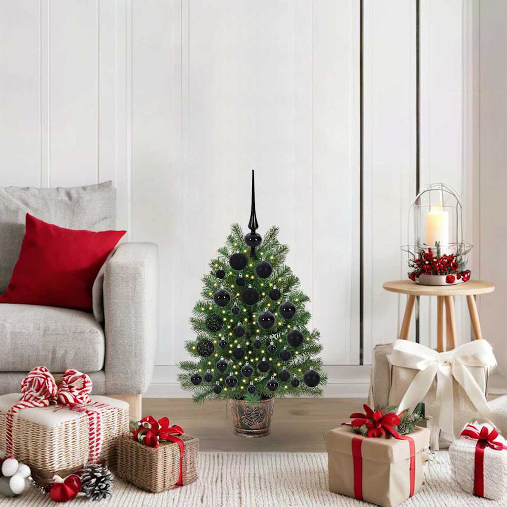 Kunstig juletre med 150 LED med stativ grønn 75 cm PE og PVC