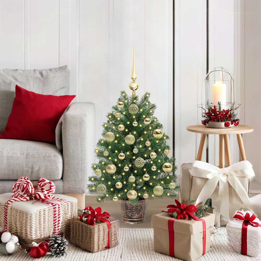 Kunstig juletre med 150 LED med stativ grønn 75 cm PE og PVC