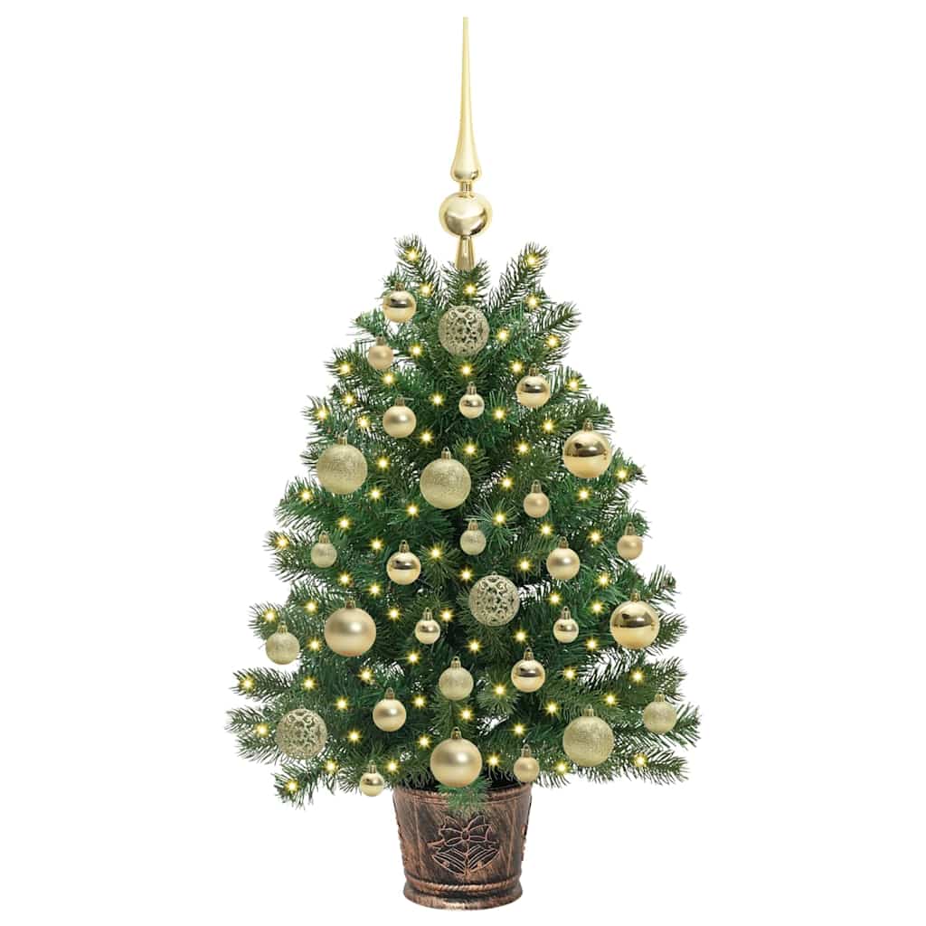 Kunstig juletre med 150 LED med stativ grønn 75 cm PE og PVC
