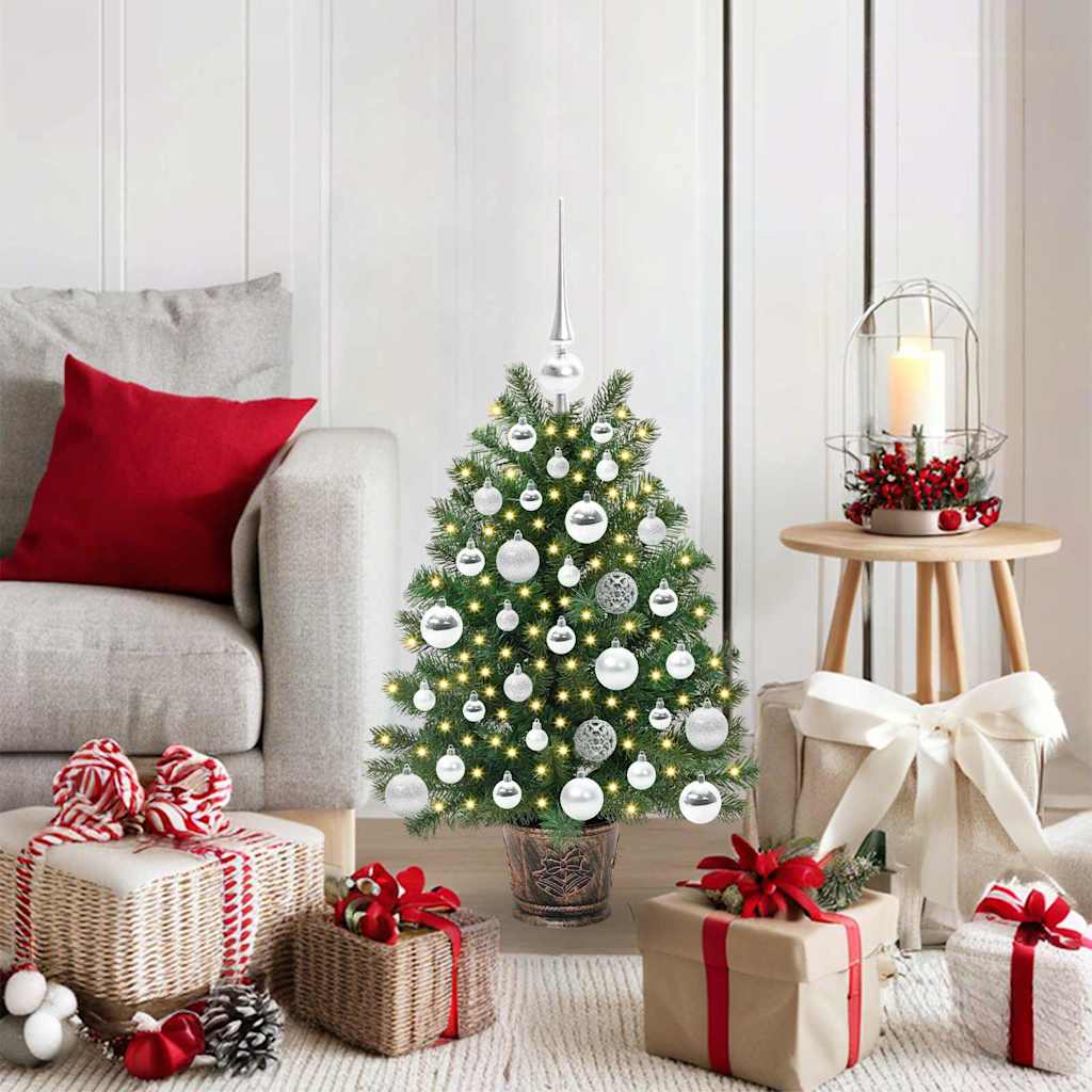 Kunstig juletre med 150 LED med stativ grønn 75 cm PE og PVC