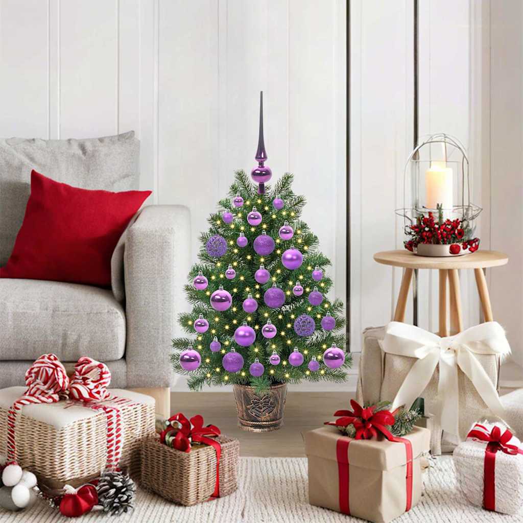 Kunstig juletre med 150 LED med stativ grønn 75 cm PE og PVC