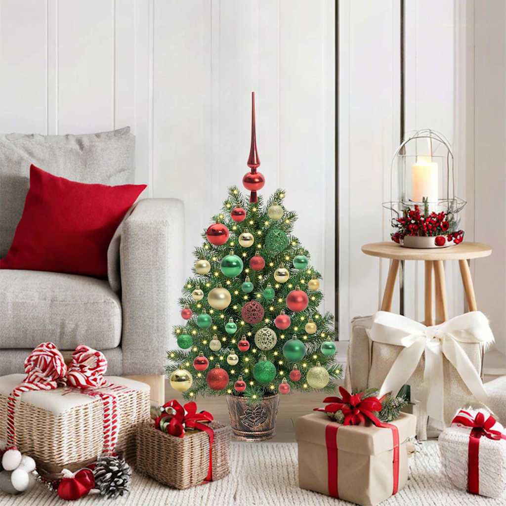Kunstig juletre med 150 LED med stativ grønn 75 cm PE og PVC
