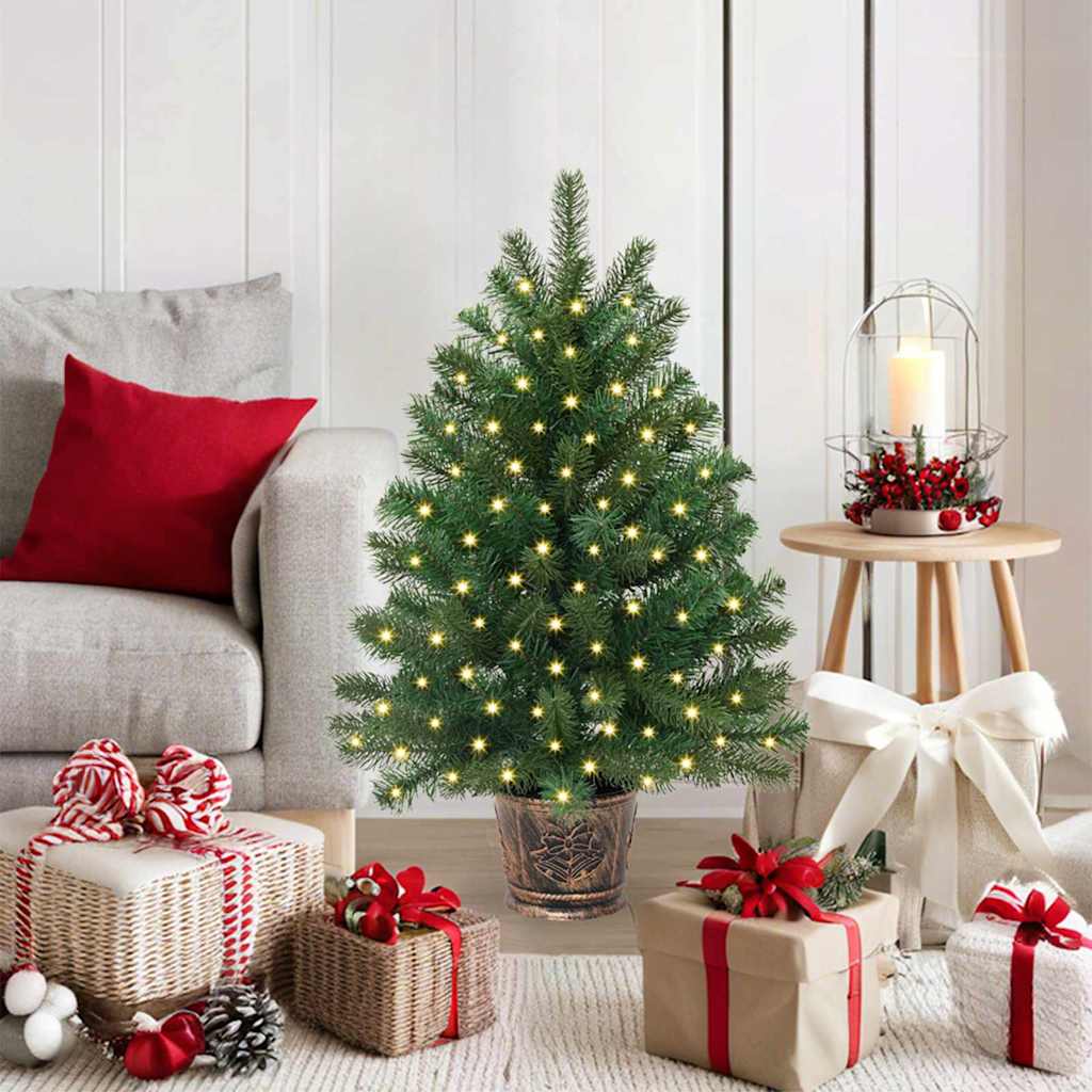 Kunstig juletre med 150 LED med stativ grønn 95 cm PE og PVC