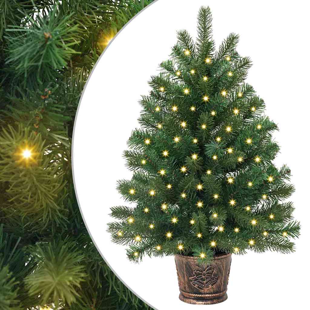 Kunstig juletre med 150 LED med stativ grønn 95 cm PE og PVC