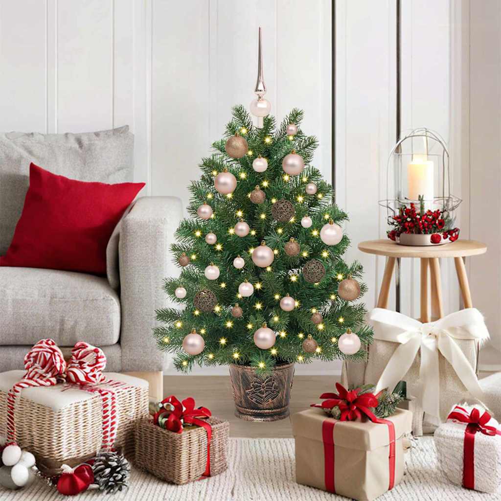 Kunstig juletre med 150 LED med stativ grønn 95 cm PE og PVC