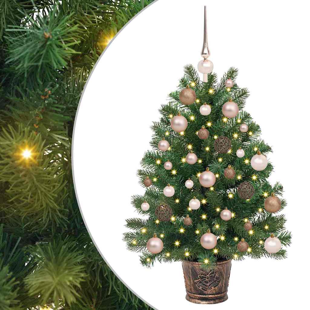 Kunstig juletre med 150 LED med stativ grønn 95 cm PE og PVC