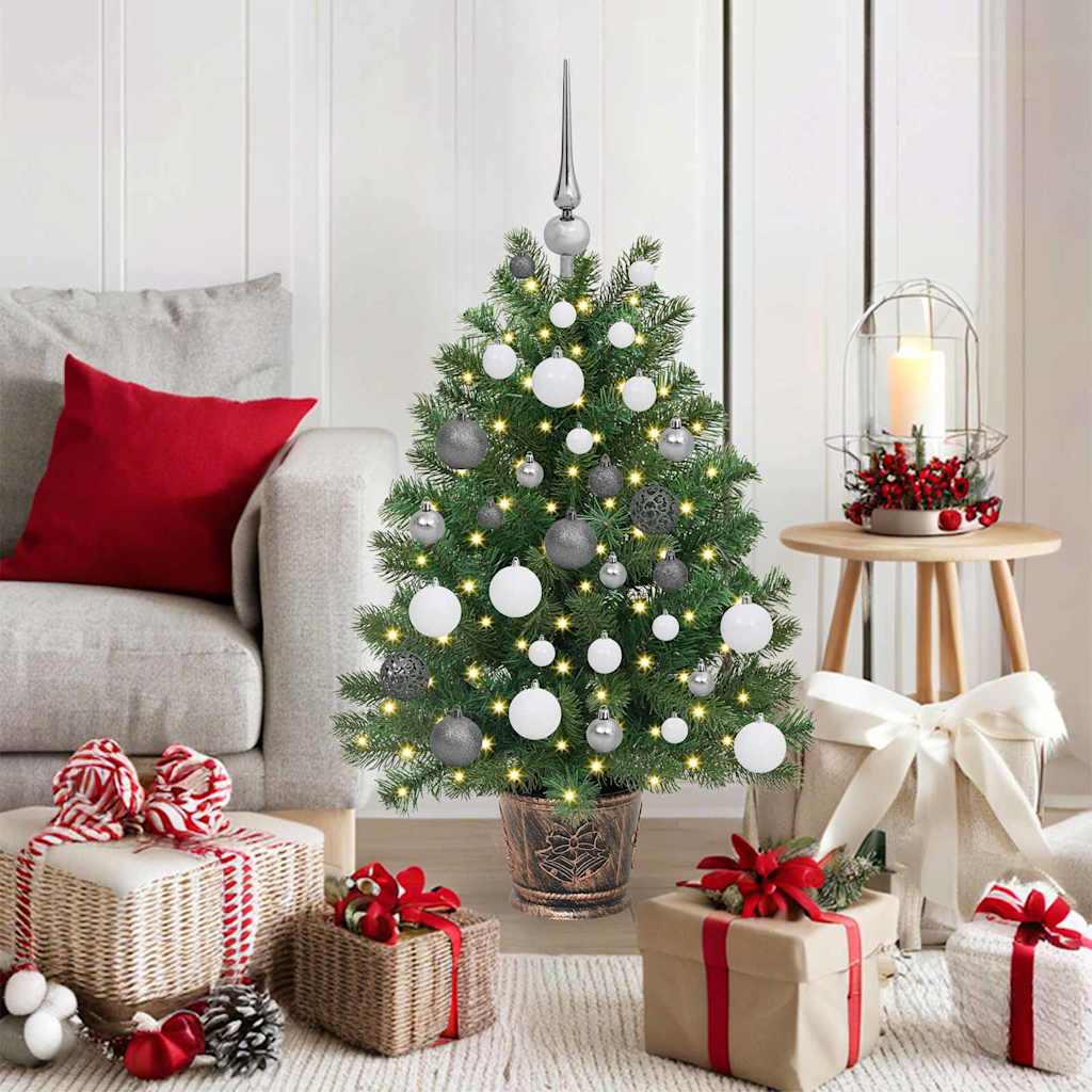 Kunstig juletre med 150 LED med stativ grønn 95 cm PE og PVC