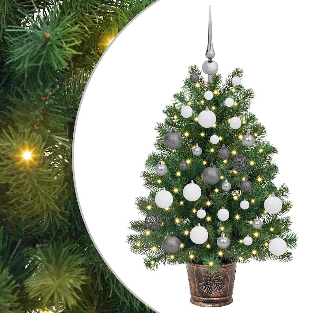 Kunstig juletre med 150 LED med stativ grønn 95 cm PE og PVC