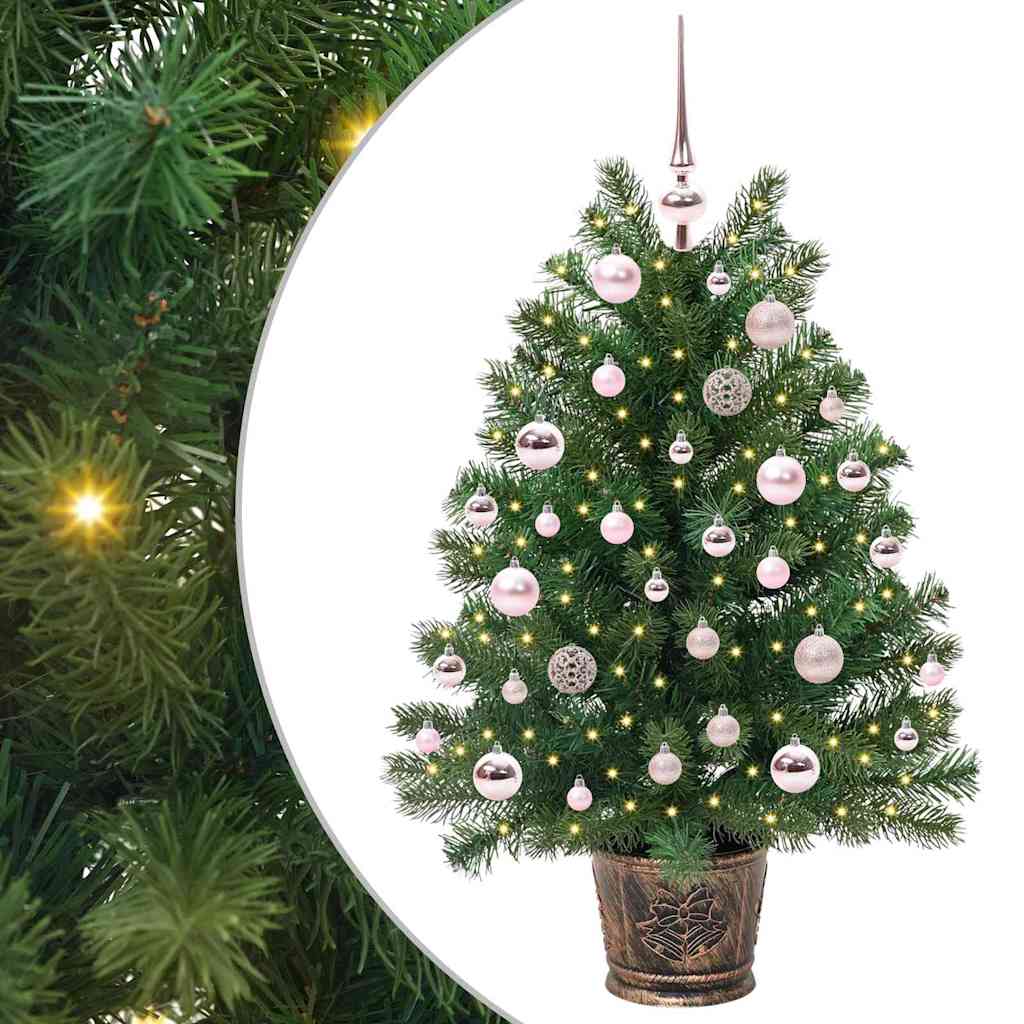 Kunstig juletre med 150 LED med stativ grønn 95 cm PE og PVC