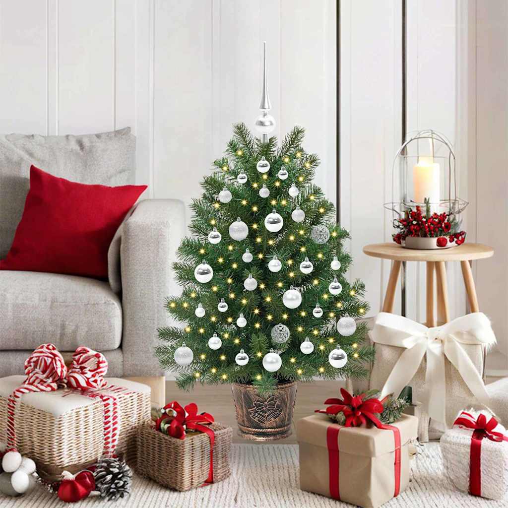 Kunstig juletre med 150 LED med stativ grønn 95 cm PE og PVC