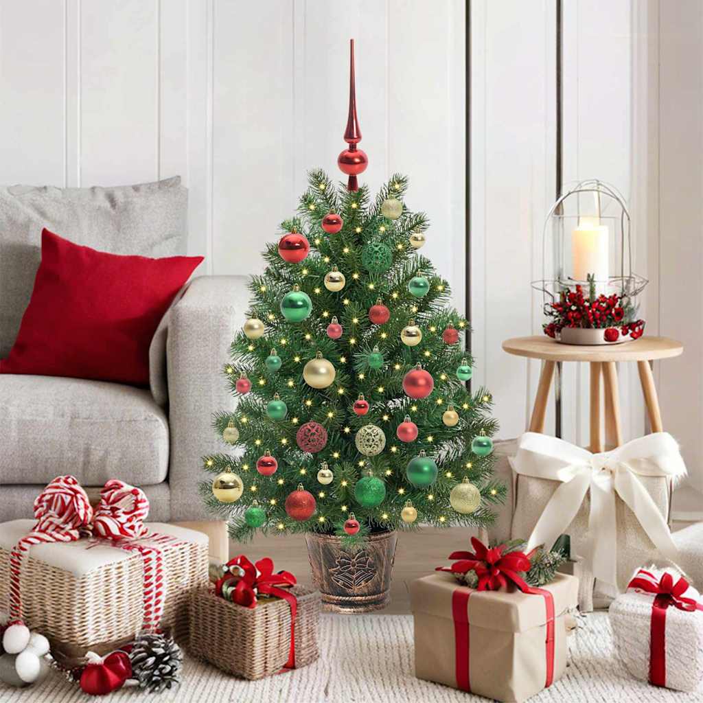 Kunstig juletre med 150 LED med stativ grønn 95 cm PE og PVC