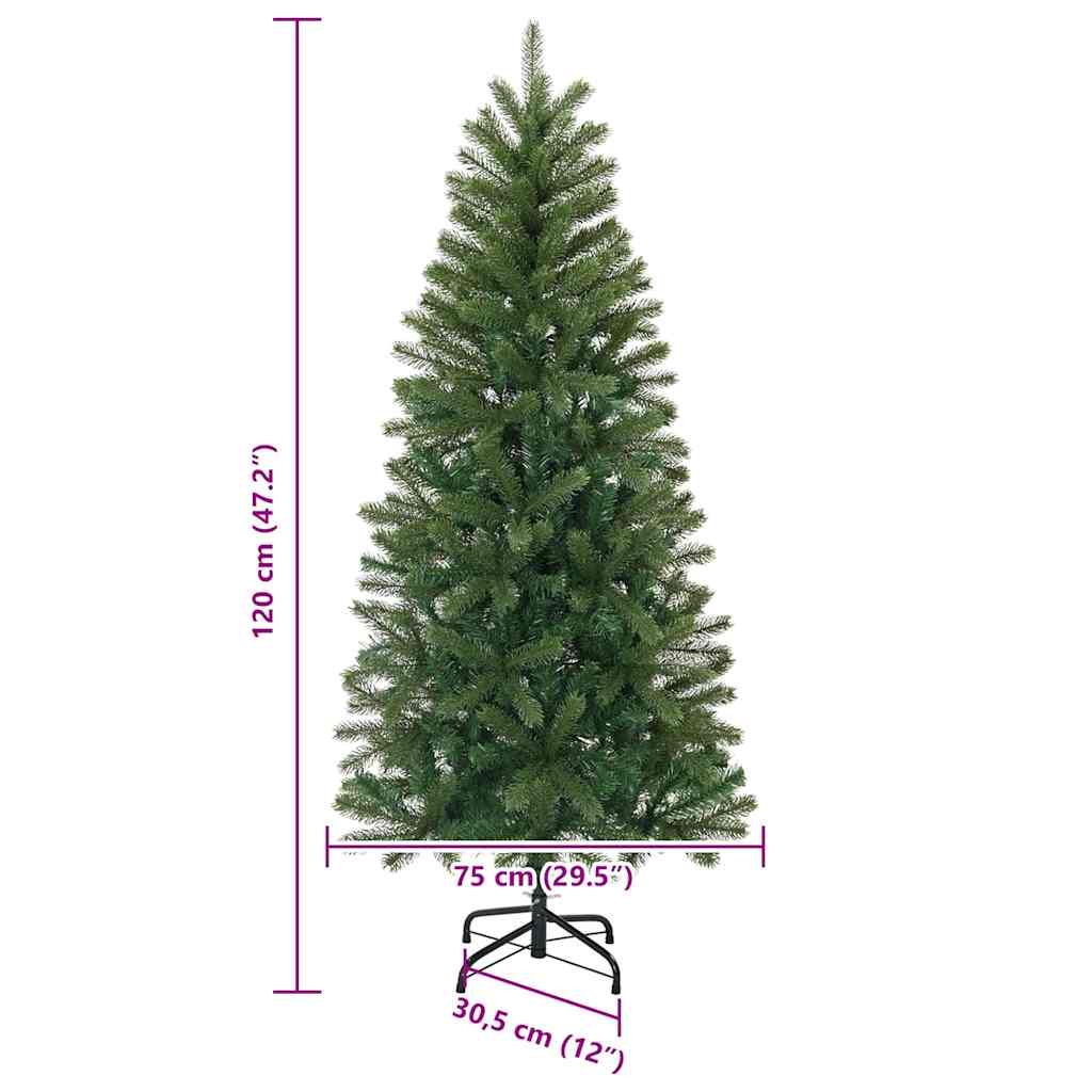 Kunstig juletre med 150 LED med stativ grønn 120 cm PE og PVC
