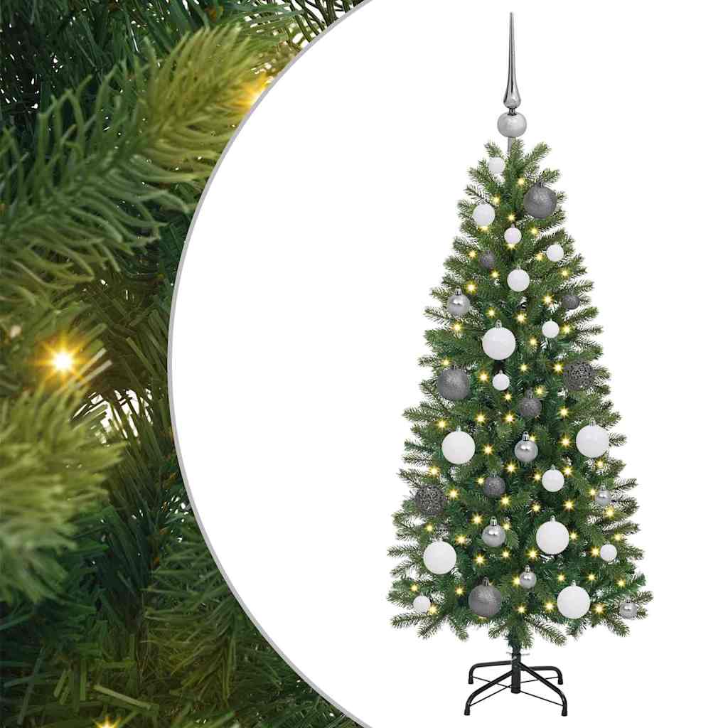 Kunstig juletre med 150 LED med stativ grønn 120 cm PE og PVC
