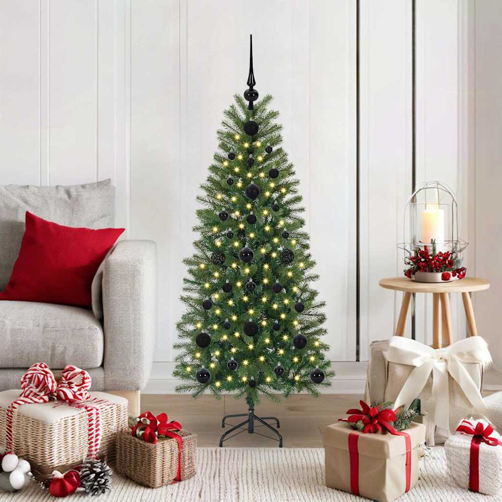 Kunstig juletre med 150 LED med stativ grønn 120 cm PE og PVC