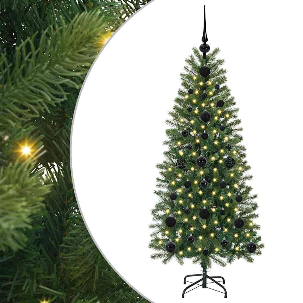 Kunstig juletre med 150 LED med stativ grønn 120 cm PE og PVC